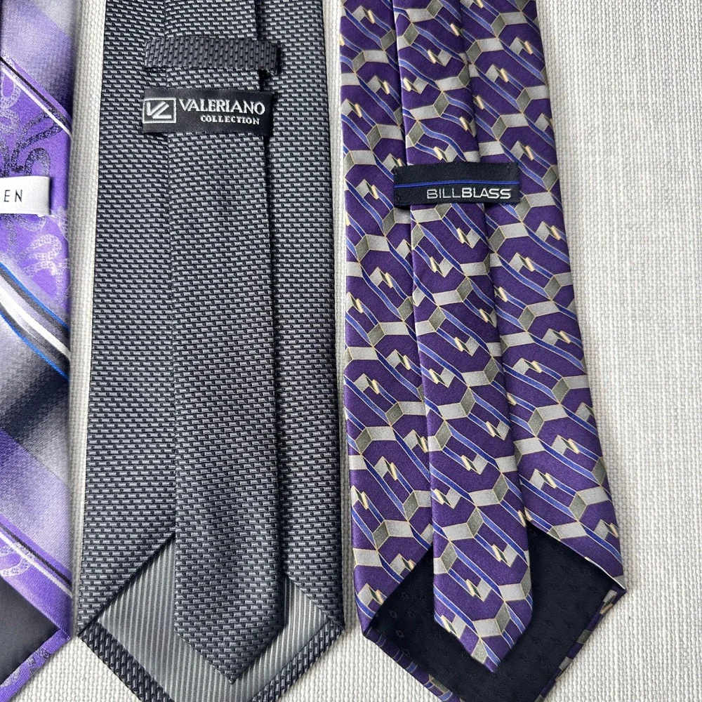 Vintage Classic Purple Grey Necktie Bundle Hennessy George Van Heusen Bill Blass